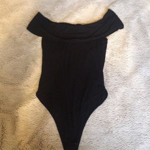 Black off the shoulder bodysuit